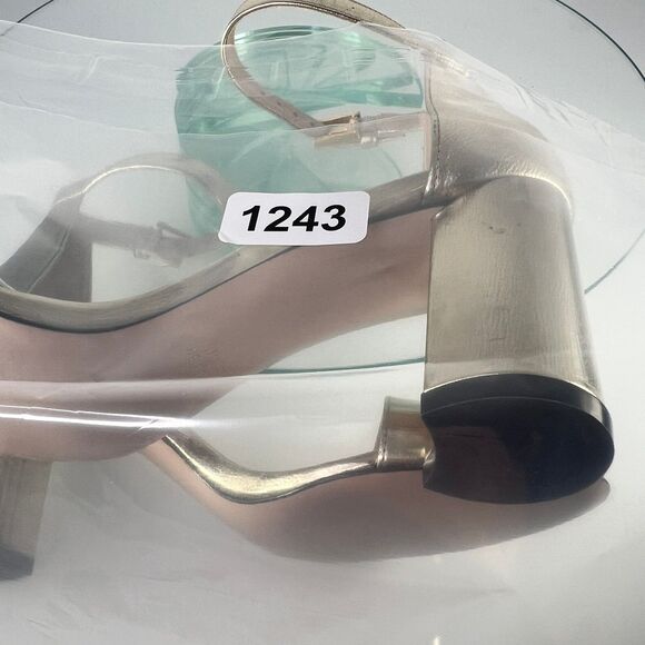 Stuart Weitzman Nudist Heel Sandals Gold Ankle Strap Open Toe Block - Picture 9 of 9